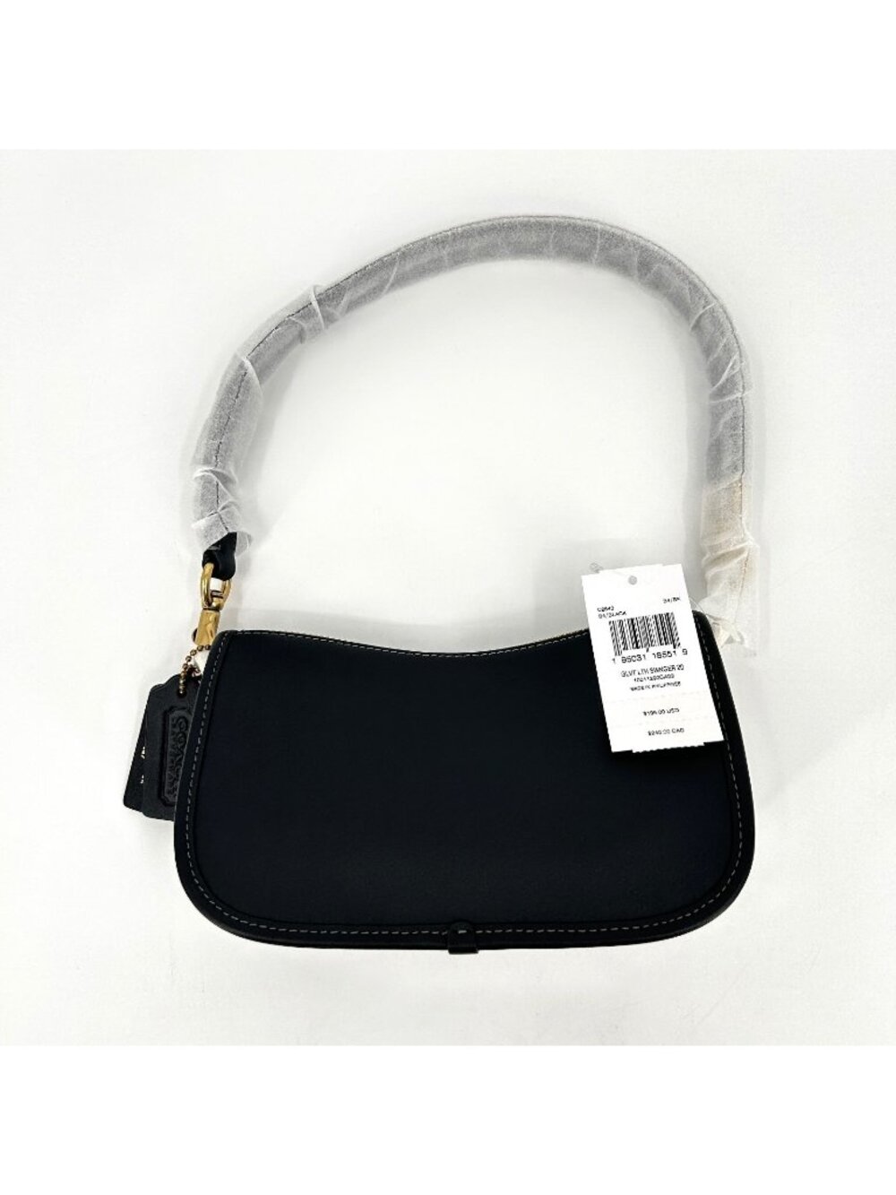 Coach Swinger 20 C2643 Shoulder Bag Black Glovetanned Leather Gold Zip Clutch